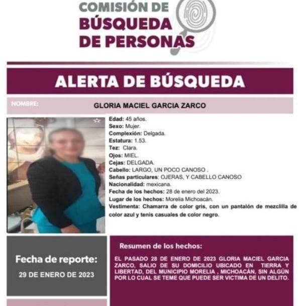 MORELIA Localizan en Morelia a mujer que estaba reportada como desaparecida desde enero