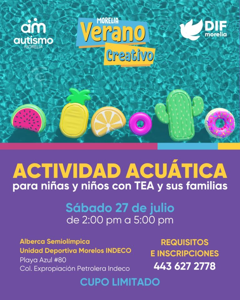 Invita DIF Morelia a disfrutar de actividad acuática para niñas y niños con TEA y sus familias