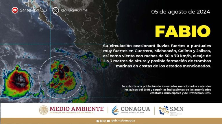 Tormenta tropical “Fabio” provocará lluvias intensas en Michoacán