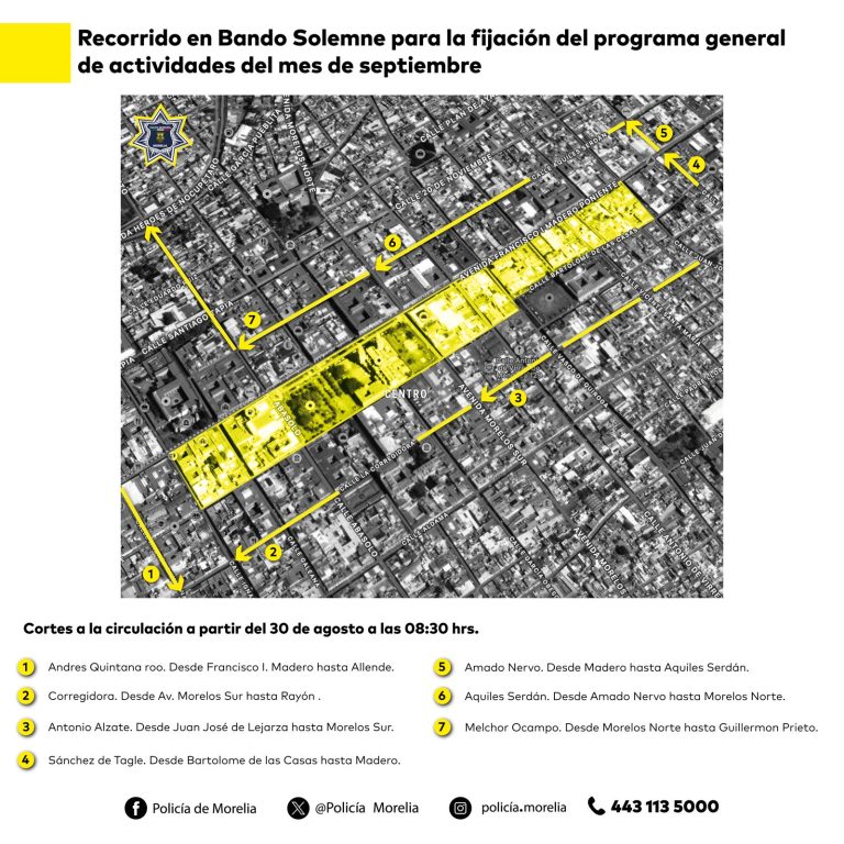 Anuncia ayuntamiento cierres viales por colocación de Bando Solemne
