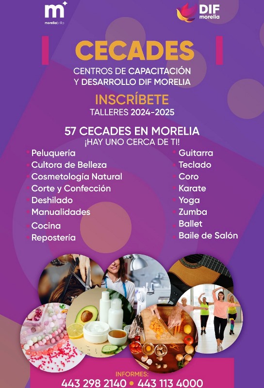 Convoca a Talleres 2024-2025 en los Centros de Capacitación y Desarrollo, de Morelia