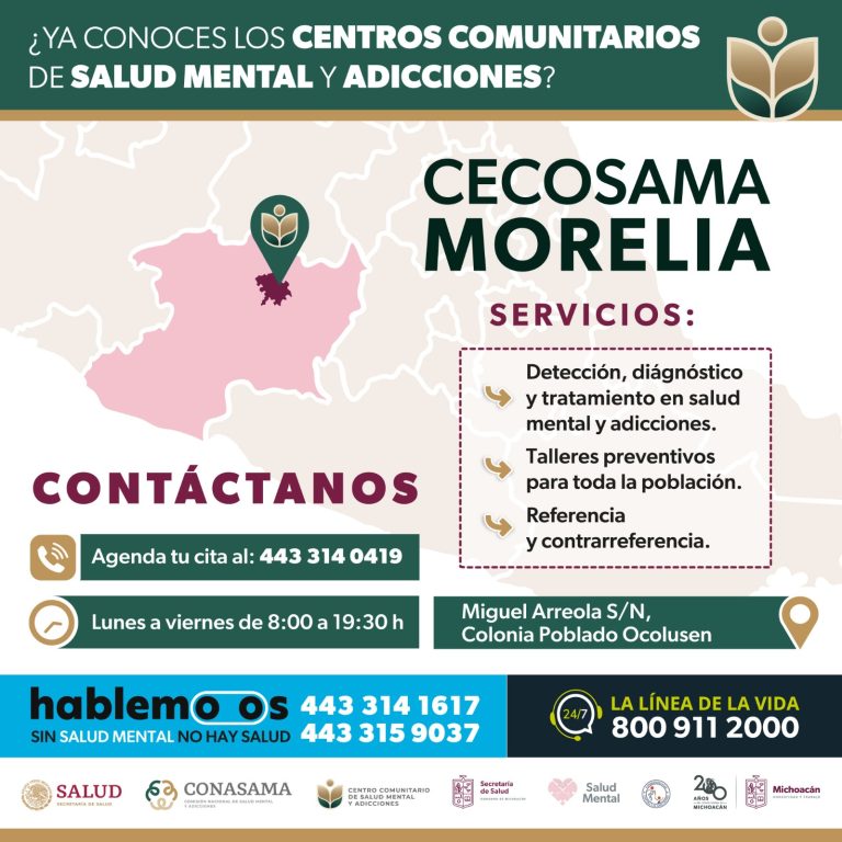 Michoacán cuenta con cinco centros comunitarios que atienden la salud mental
