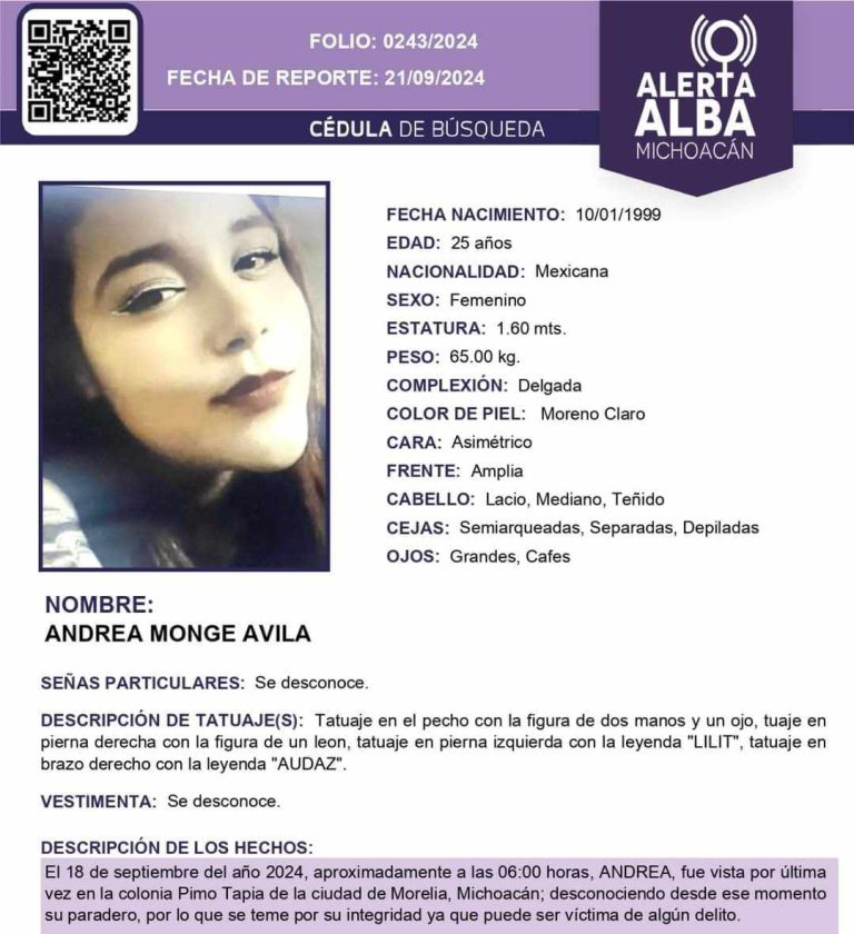 Ayuda a localizar a Andrea Monge