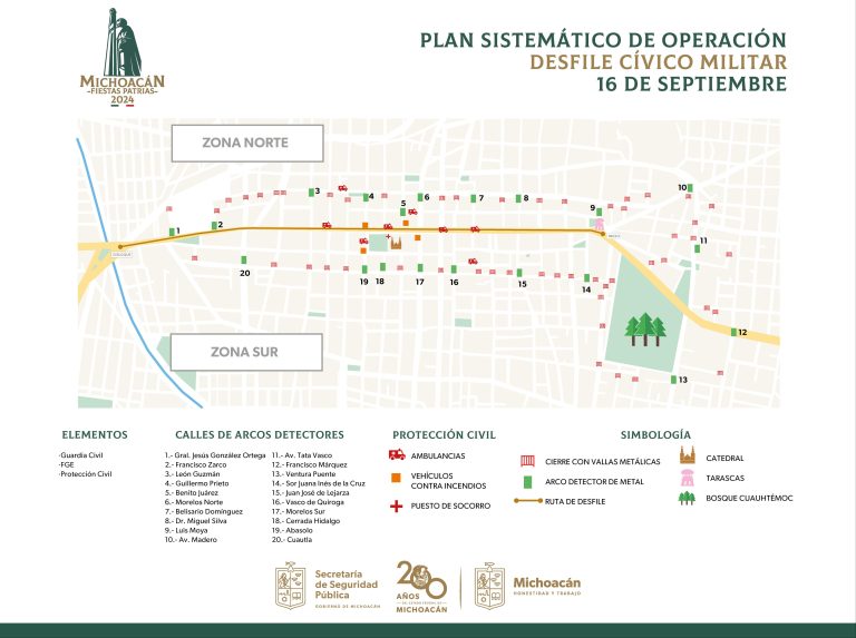 Ubica los 20 accesos controlados, para ingresar al Desfile Cívico–Militar del 16 de septiembre