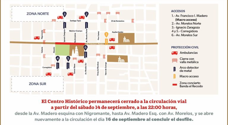 Listo el dispositivo de seguridad para el Centro Histórico de Morelia este 15 de septiembre
