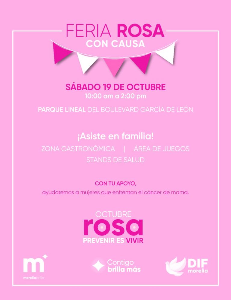 Invita DIF Morelia a la Feria Rosa con causa para apoyar la lucha contra el cáncer de mama