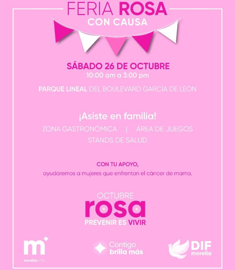 Invita DIF Morelia a segunda edición de la Feria Rosa con causa y ofrece vales de mastografía gratuita