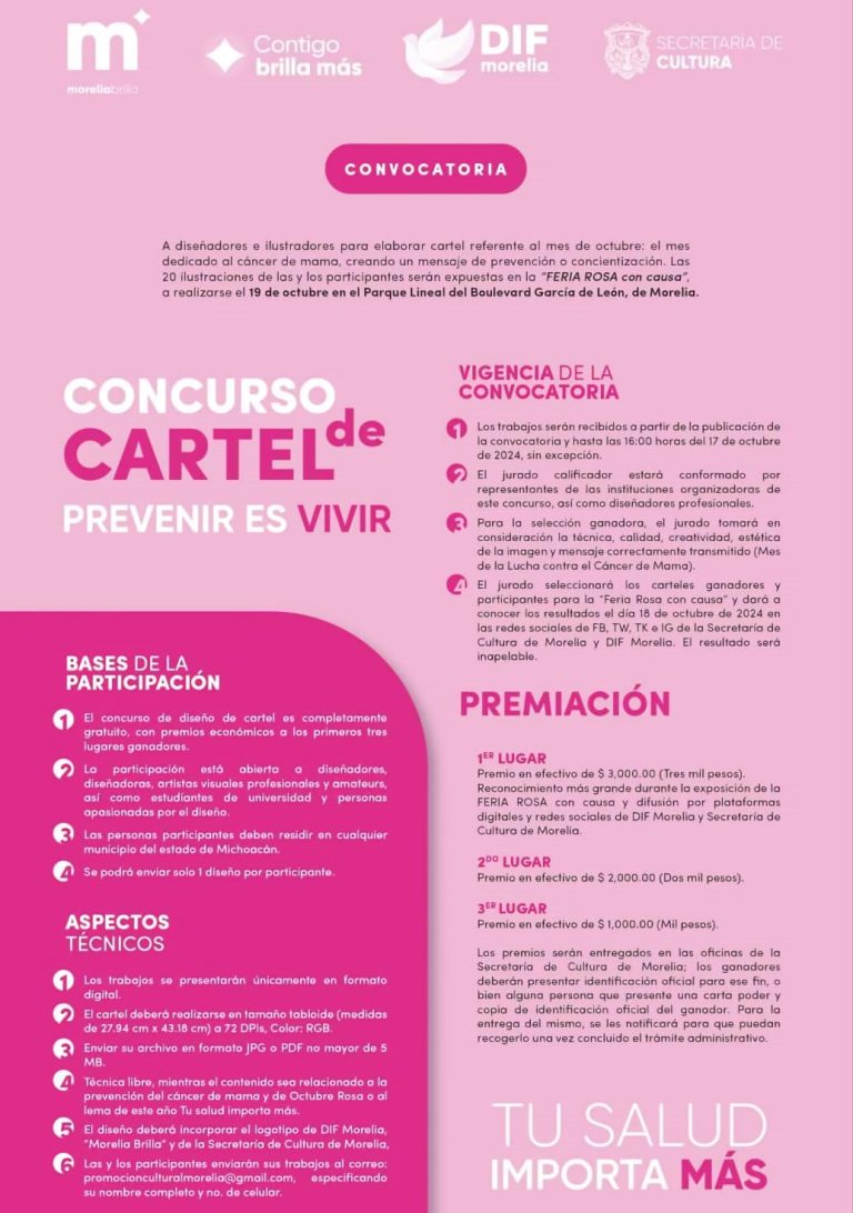 Invitan al concurso de cartel ‘Prevenir es vivir’