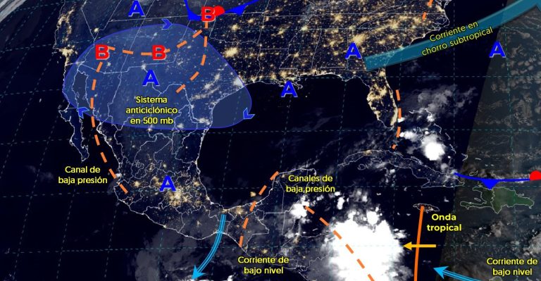 Circulación anticiclónica continuará generando tiempo estable y baja probabilidad de lluvia