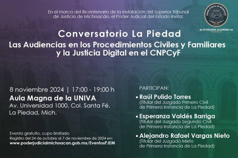 La Piedad, sede de conversatorio sobre justicia digital, tema incluido en nuevo Código Nacional de Procedimientos Civiles y Familiares