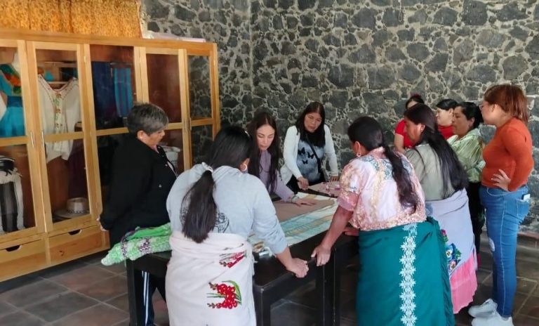 Artesanas de Angahuan trabajan nuevos diseños para potenciar sus textiles
