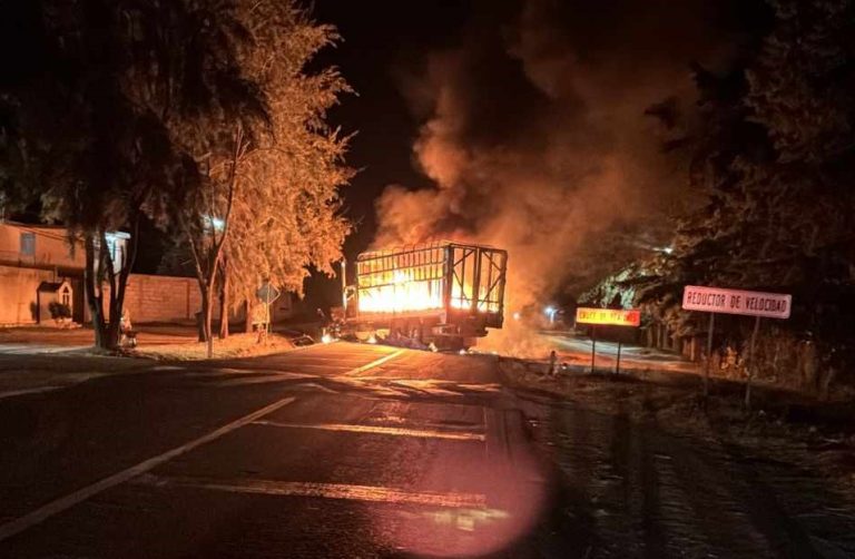 Delincuentes queman camión de carga en el municipio de Queréndaro