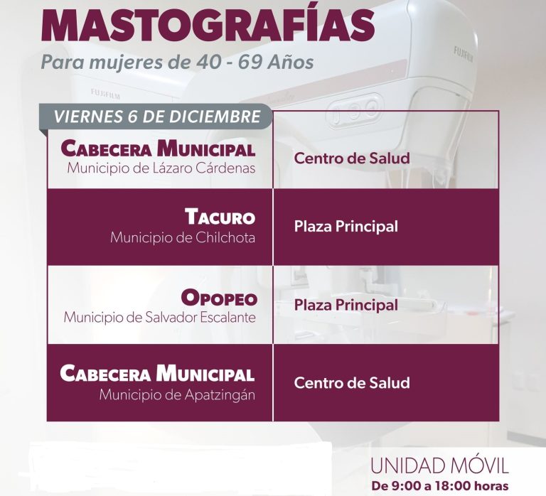 Despliegan unidades móviles de mastografía a seis municipios
