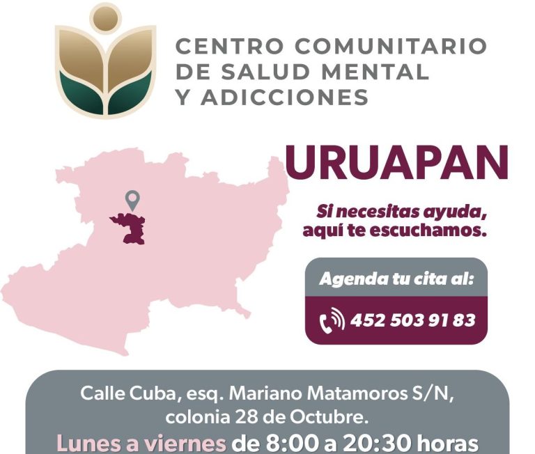 En Morelia, Uruapan, Zamora, Zitácuaro y Lázaro Cárdenas, centros de atención a la salud mental y adicciones