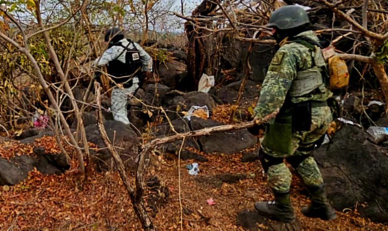 Dos narco-campamentos destruidos, aseguradas dos camionetas y una moto con reporte de robo, en Apatzingán