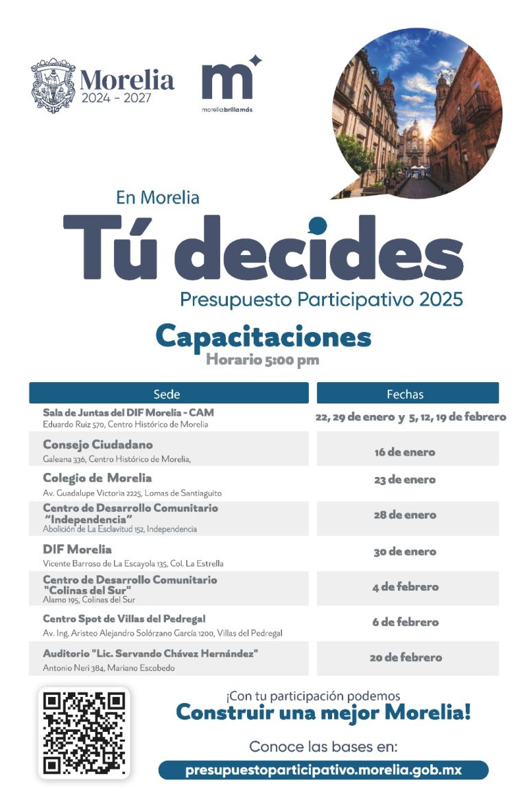 Inician capacitaciones ciudadanas para el Presupuesto Participativo Morelia 2025