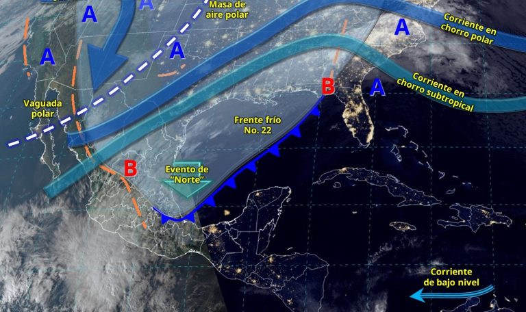 Vaguada polar, frente frío 22 y masa de aire polar ocasionarán ambiente frío en gran parte del país