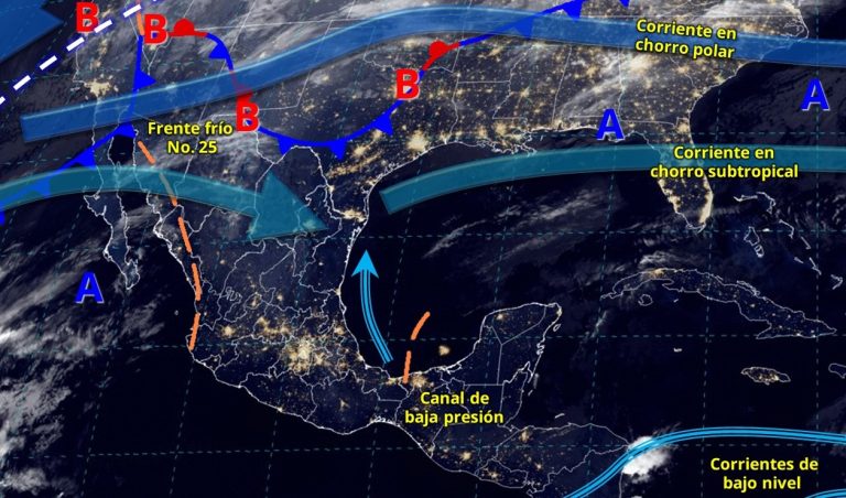 Frente frío No. 25 se extenderá sobre el noroeste y norte del país