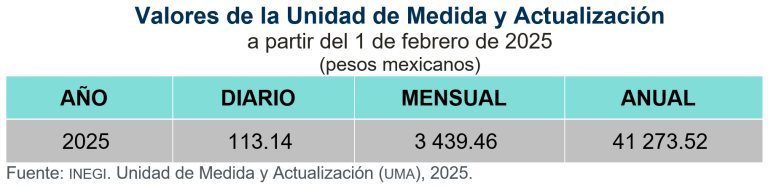 En 2025, la variación de la Unidad de Medida y Actualización fue de 4.21 %, en comparación con 2024