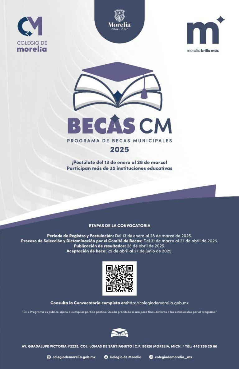 Abierta, convocatoria a Becas del Colegio de Morelia