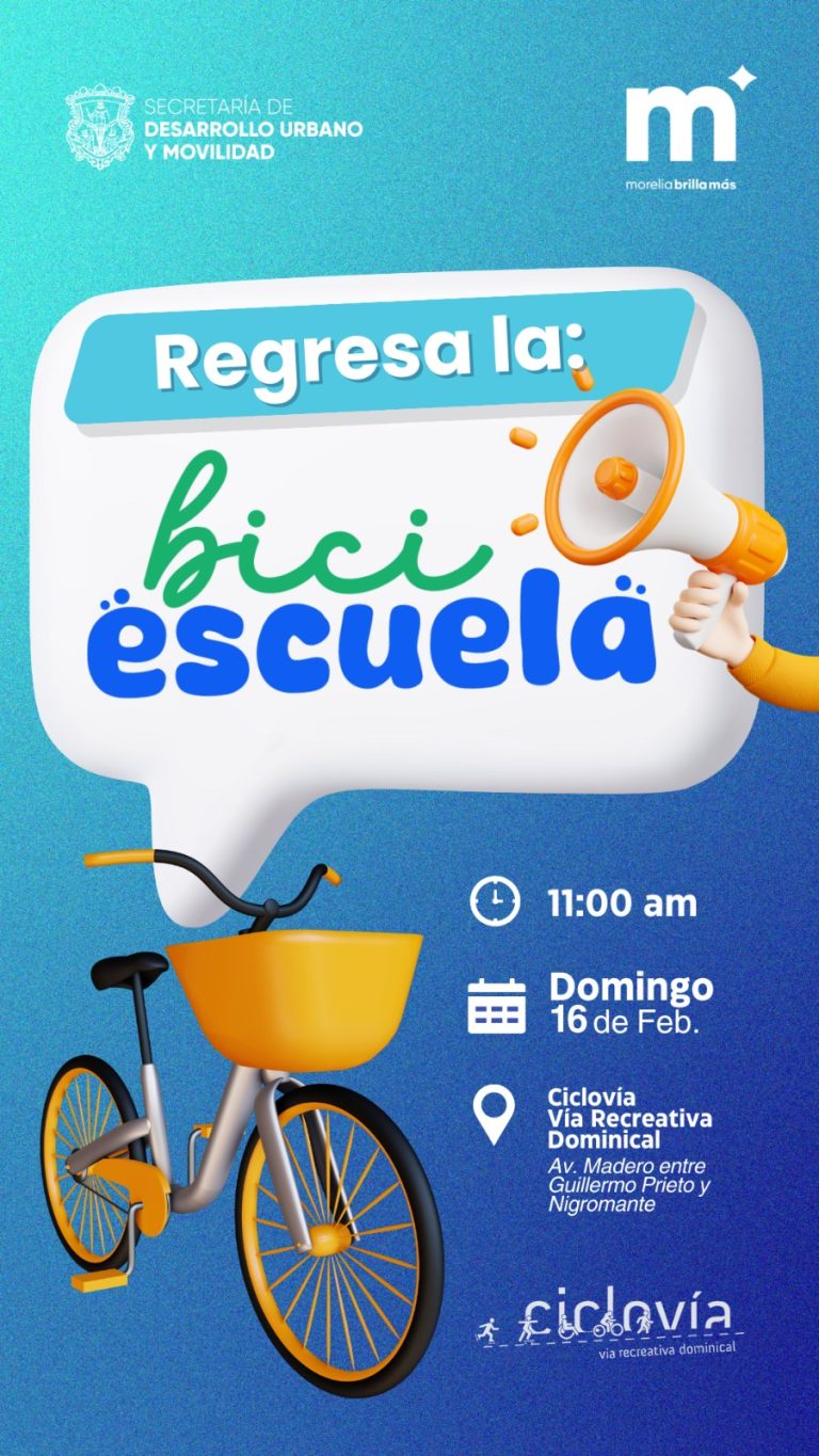 Gobierno de Morelia invita a la Biciescuela este domingo
