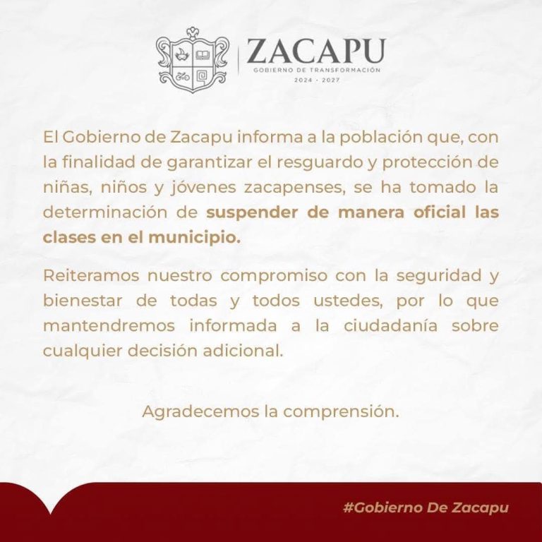 Suspenden clases en Zacapu tras balaceras
