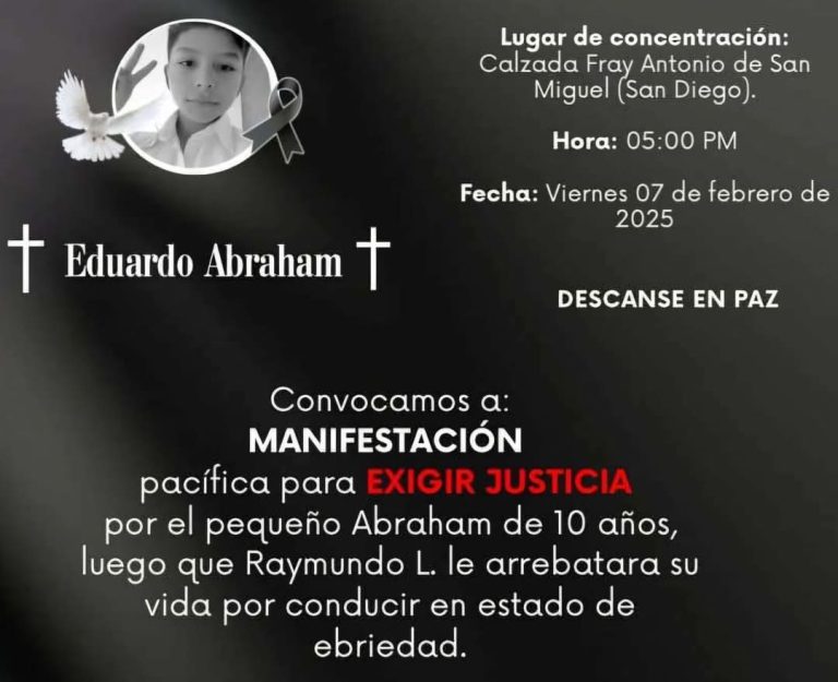 Convocan a manifestación para exigir justicia por niño Abraham