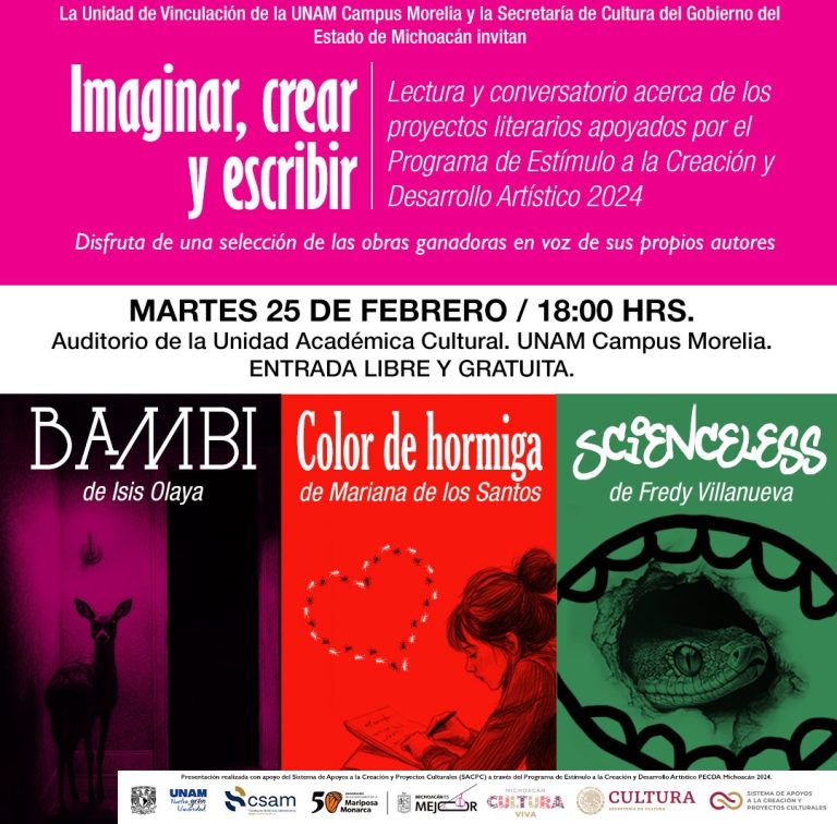 Este martes, jóvenes escritores de Michoacán presentarán obra en UNAM Campus Morelia: «Imaginar, crear y escribir”