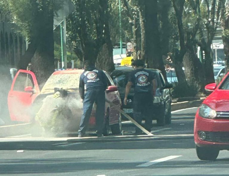 Se incendia automóvil en el libramiento sur de Morelia
