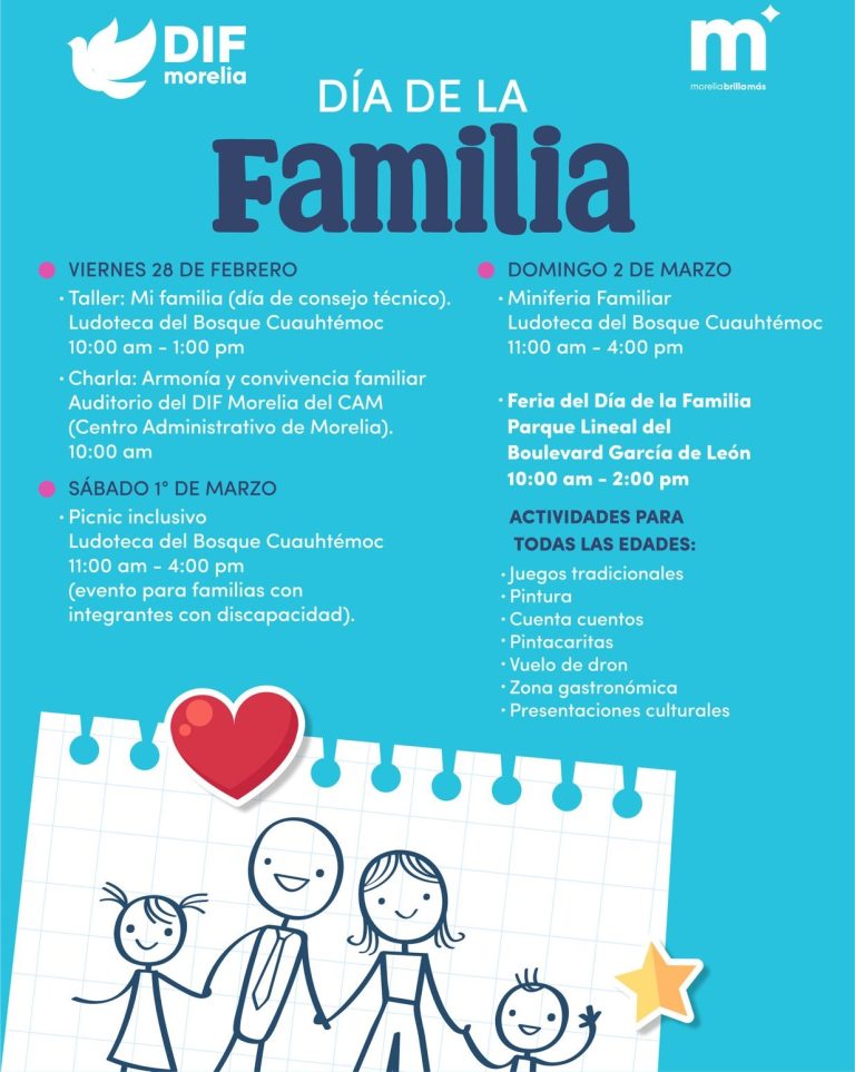 Invita DIF Morelia invita a celebrar el Día de la Familia