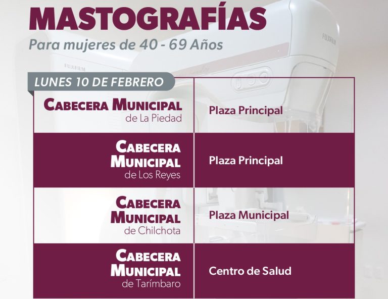 Anuncian mastografías gratis en cuatro municipios