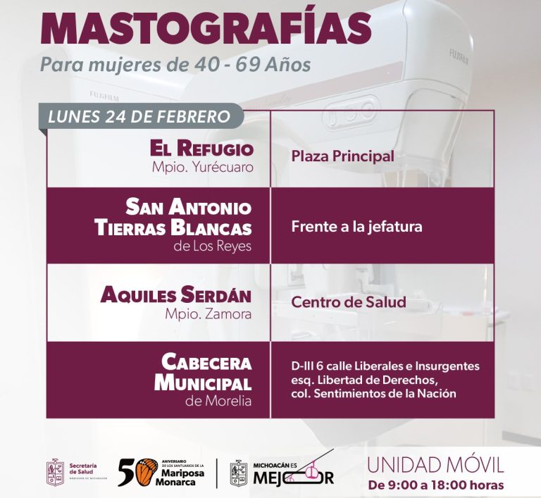 Mastógrafos móviles recorrerán seis municipios de Michoacán