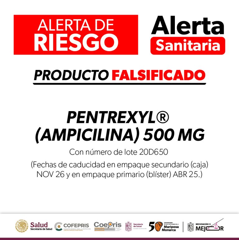 Alertan autoridades sobre falsificación del medicamento Pentrexyl