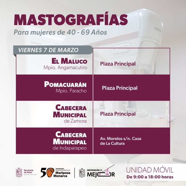 En 7 municipios realizará SSM mastografías sin costo