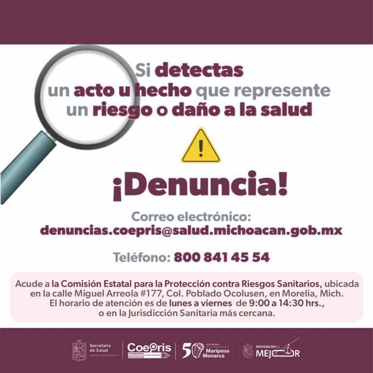 Ante un riesgo a la salud, realiza tu denuncia sanitaria en Coepris