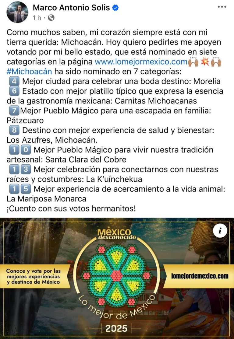 Invita “El Buki” a apoyar al estado en las nominaciones a los premios “Lo Mejor de México” 2025