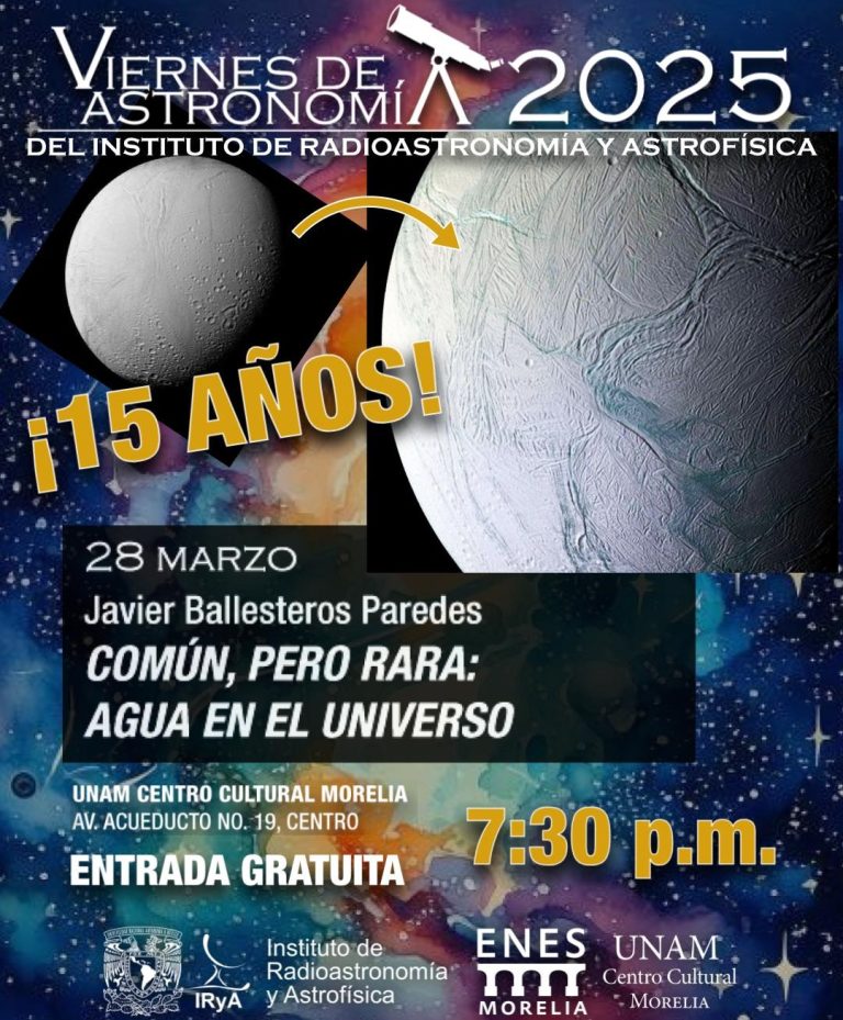 El agua es común pero rara, tema del Viernes de Astronomía en el UNAM Centro Cultural Morelia