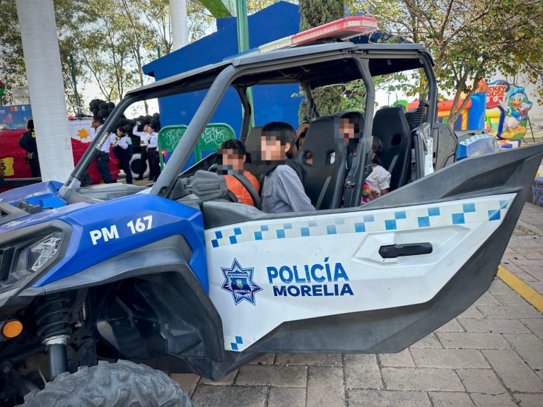 Policía Morelia celebra en grande con niñas y niños, en la Feria de la Niñez «Juguemos por la paz»