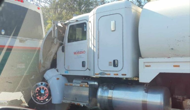 Camión pipa choca contra camión de pasajeros en la Morelia-Pátzcuaro