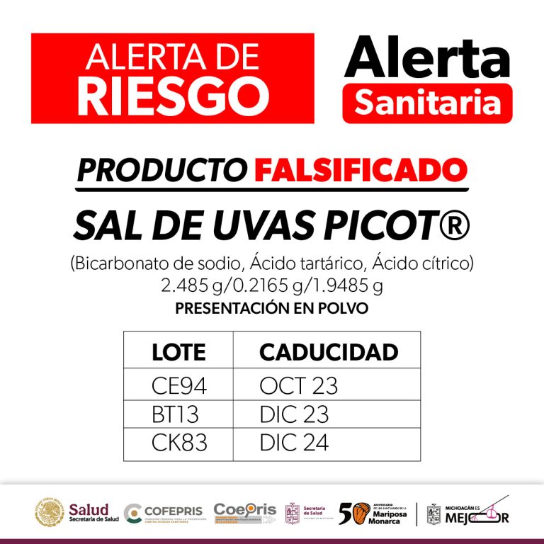 Alerta SSM sobre la falsificación del producto Sal de Uvas Picot