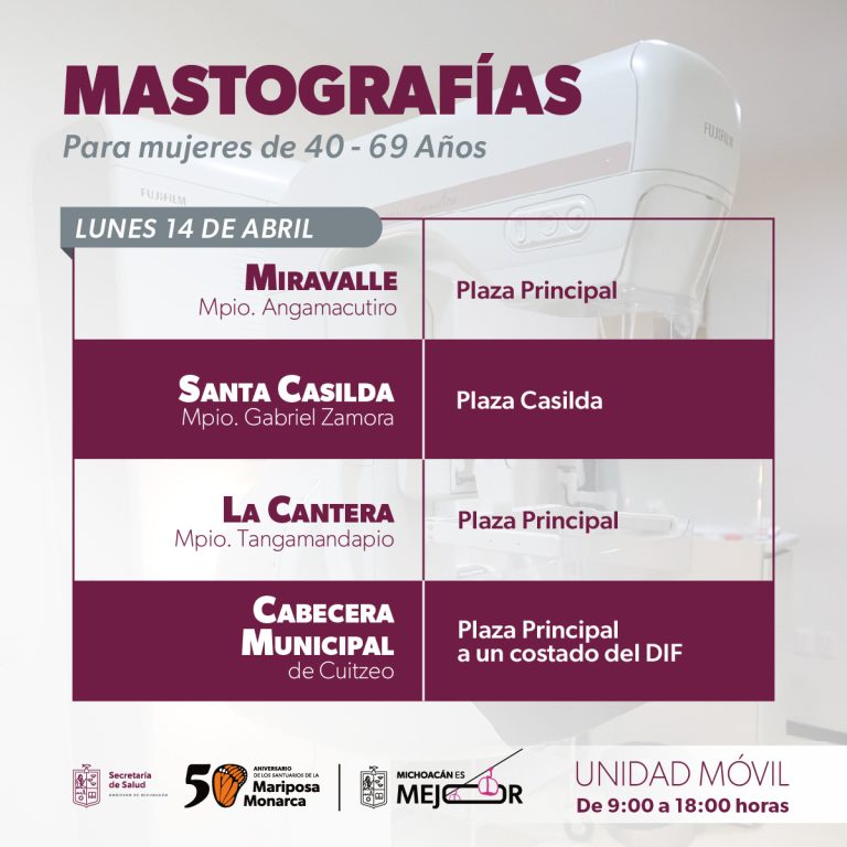 Unidades móviles de mastografía recorrerán 6 municipios