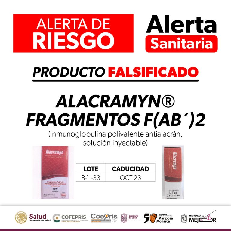 Alerta SSM sobre medicamento falsificado contra picadura de alacrán