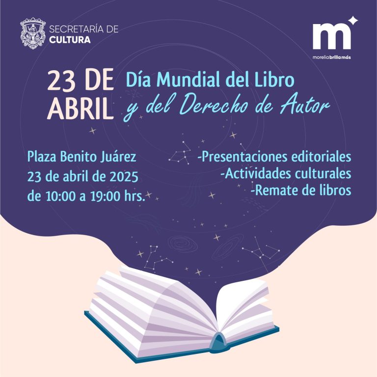 Invita SeCultura Morelia a conmemorar el Día Mundial del Libro con diversas actividades