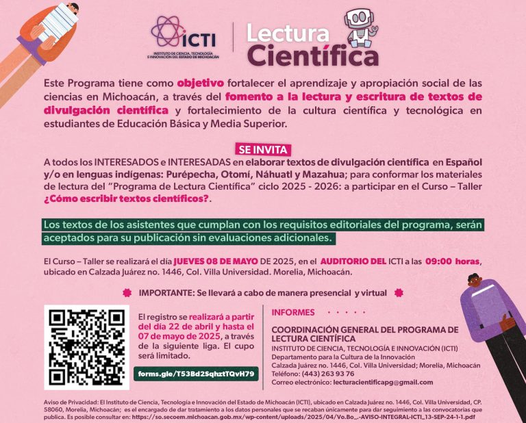 Invitan a escribir ciencia para jóvenes lectores, dentro del Programa de Lectura Científica