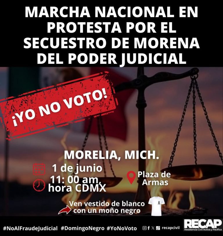 Mexicanos marcharán el 1 de junio, contra el fraude electoral al Poder Judicial