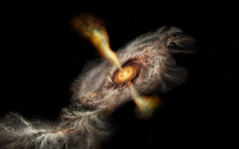 Captan enorme estrella joven creciendo rápidamente reuniendo material de un disco de gas y polvo a su alrededor