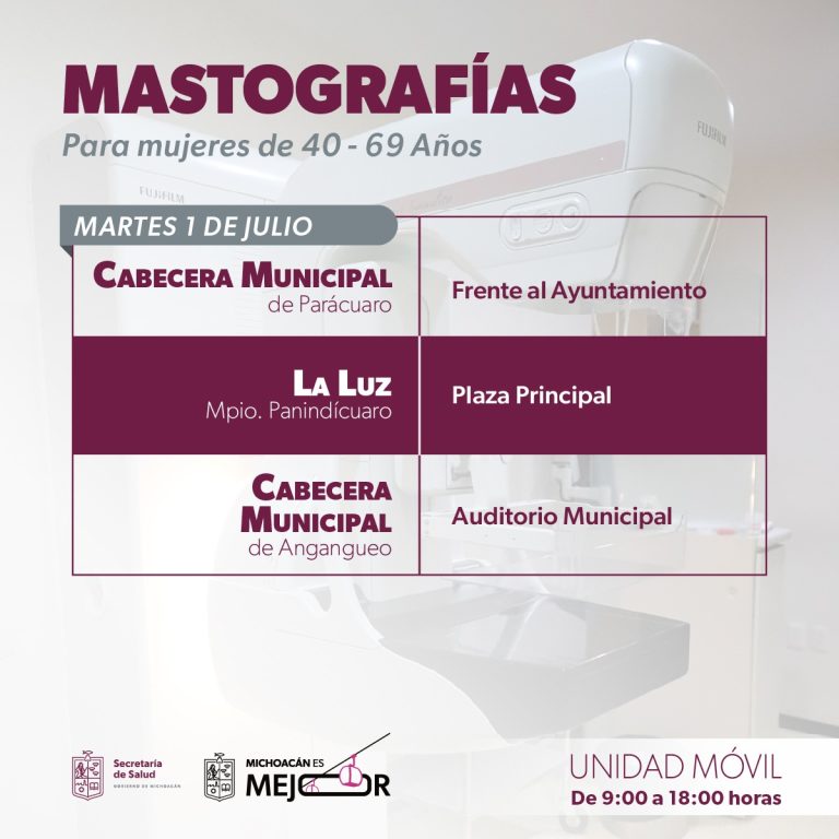 Unidades móviles de mastografía recorrerán 7 municipios en julio: SSM