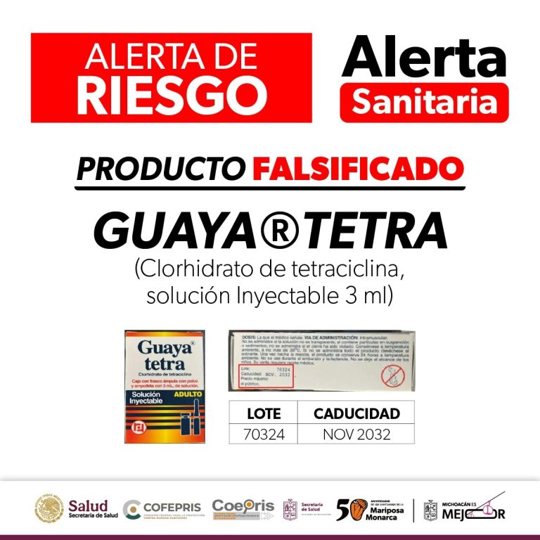 Alerta SSM por medicamento falsificado Guaya®tetra