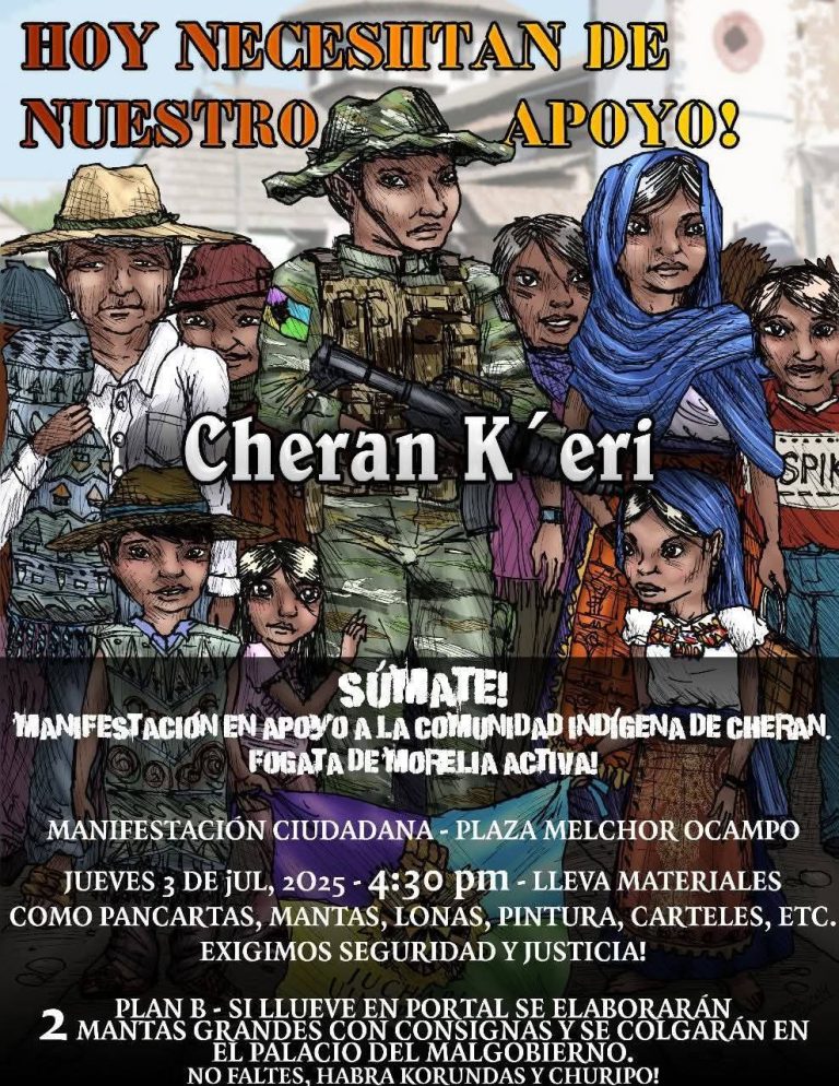 Habitantes de Cherán se manifestarán en Morelia tras enfrentamiento