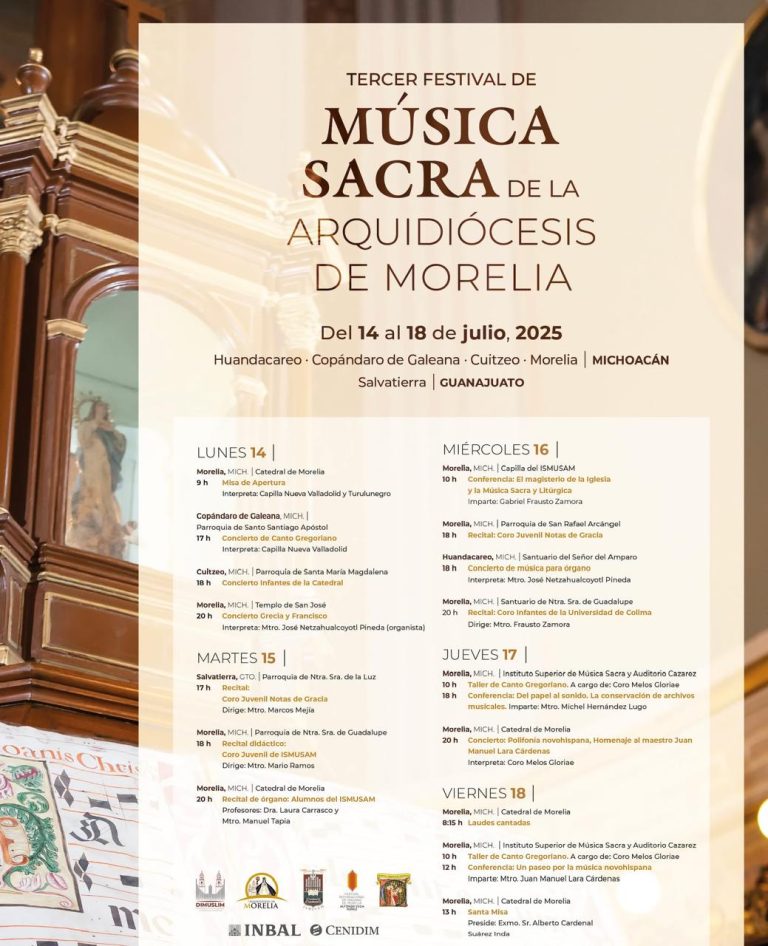 Michoacán y Guanajuato serán sedes del III Festival de Música Sacra